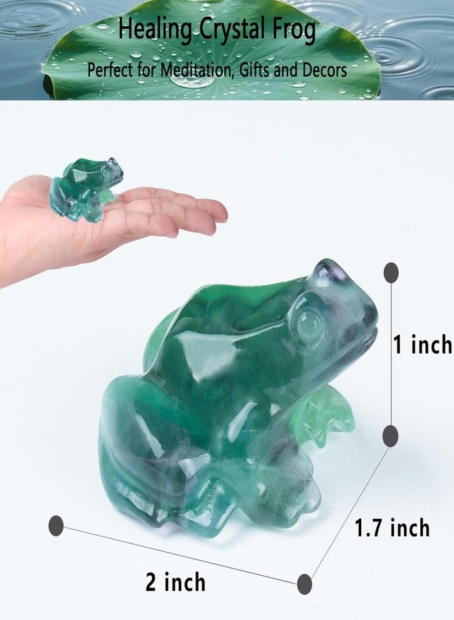 Ytbeoxk Crystal Frog Figurines, Fluorite Money Frog Statue Home Office Desk Decor, Feng Shui Wealth Luck Gifts for Women Men, Natural Hand Carved Reiki Healing Crystal Animal Sculpture 2" - Image 2